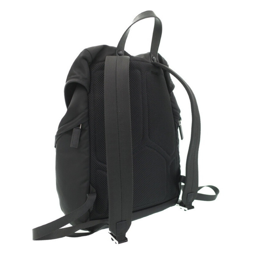Prada ReNylon enamel backpack flap triangle logo Black